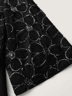 Sequin Floral Tulle Shirred Waist Maxi Dress