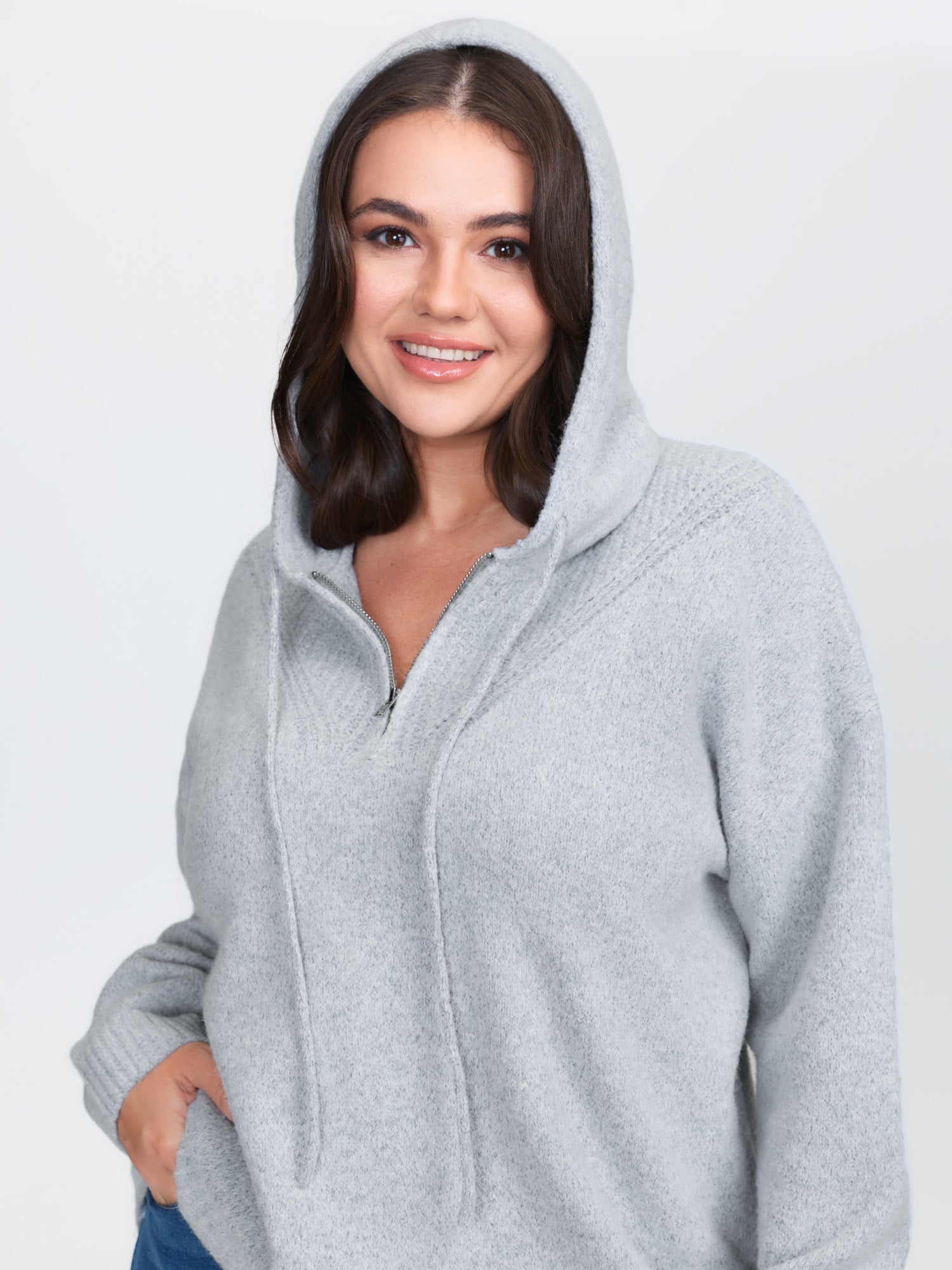 Textured Super Stretchy Hooded Pullover