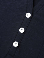 Solid Split Neck Button Detail T-Shirt