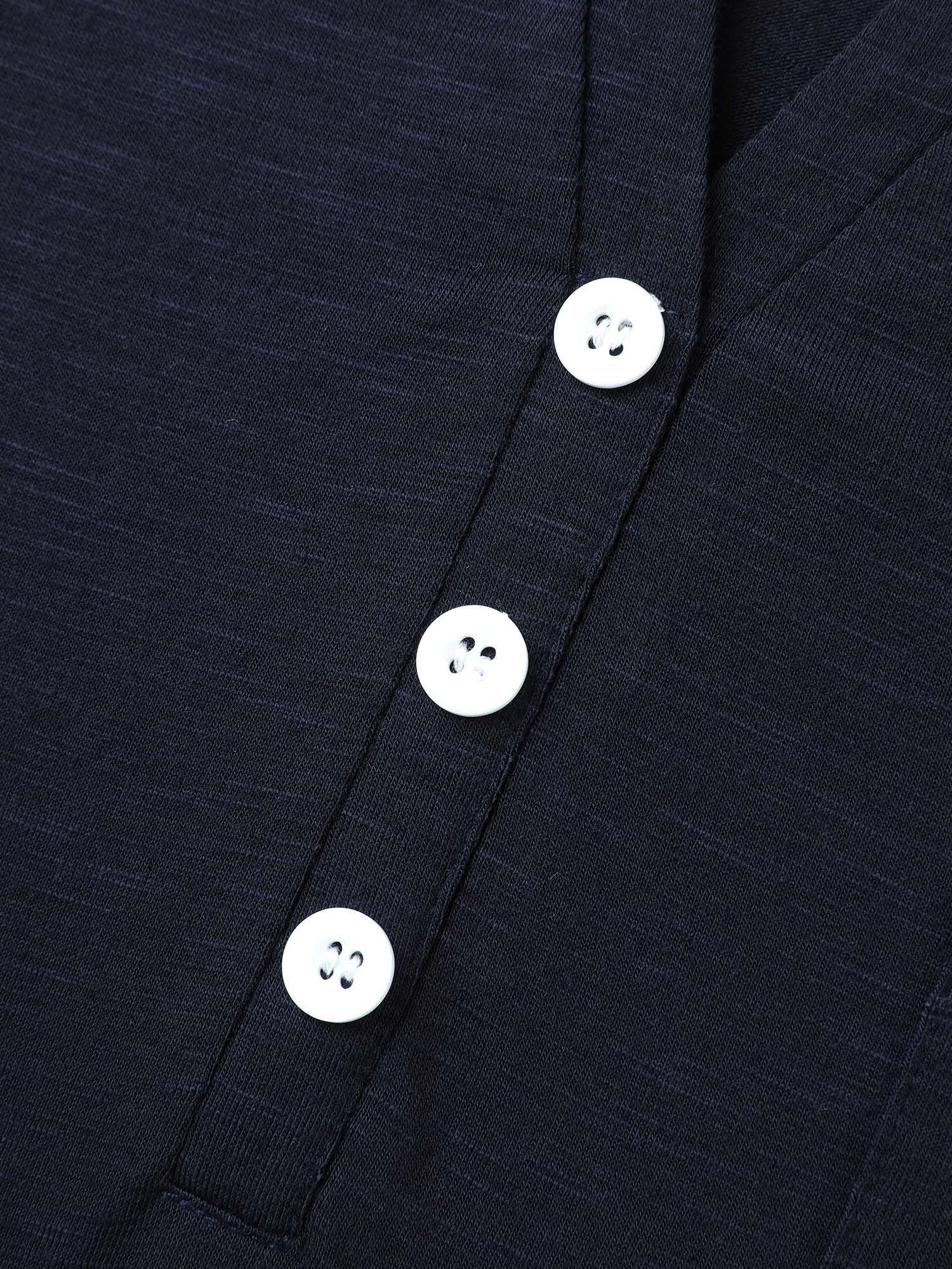 Solid Split Neck Button Detail T-Shirt