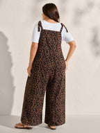 Leopard Print Shirred Shoulder Ties Jumpsuit