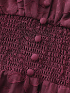 Laser Cut Shirred Waist Button Blouse