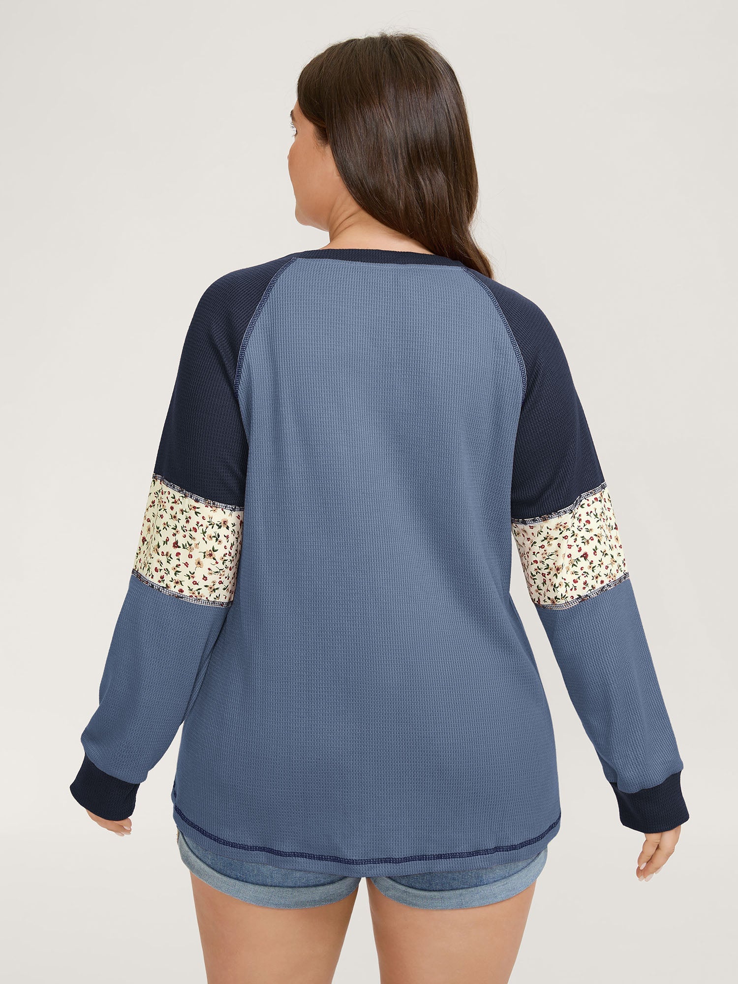 Color Contrast Waffle Knit T-Shirt