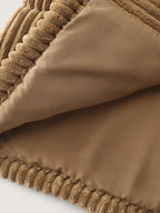 Corduroy Lined Zipper Puffer Parka