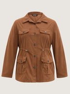 Corduroy Drawstring Adjustable Button Jacket