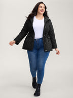 Drawstring Waist Pockets Quilted Jacket
