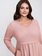 Layered V-Neck Fit and Flare Knit Top