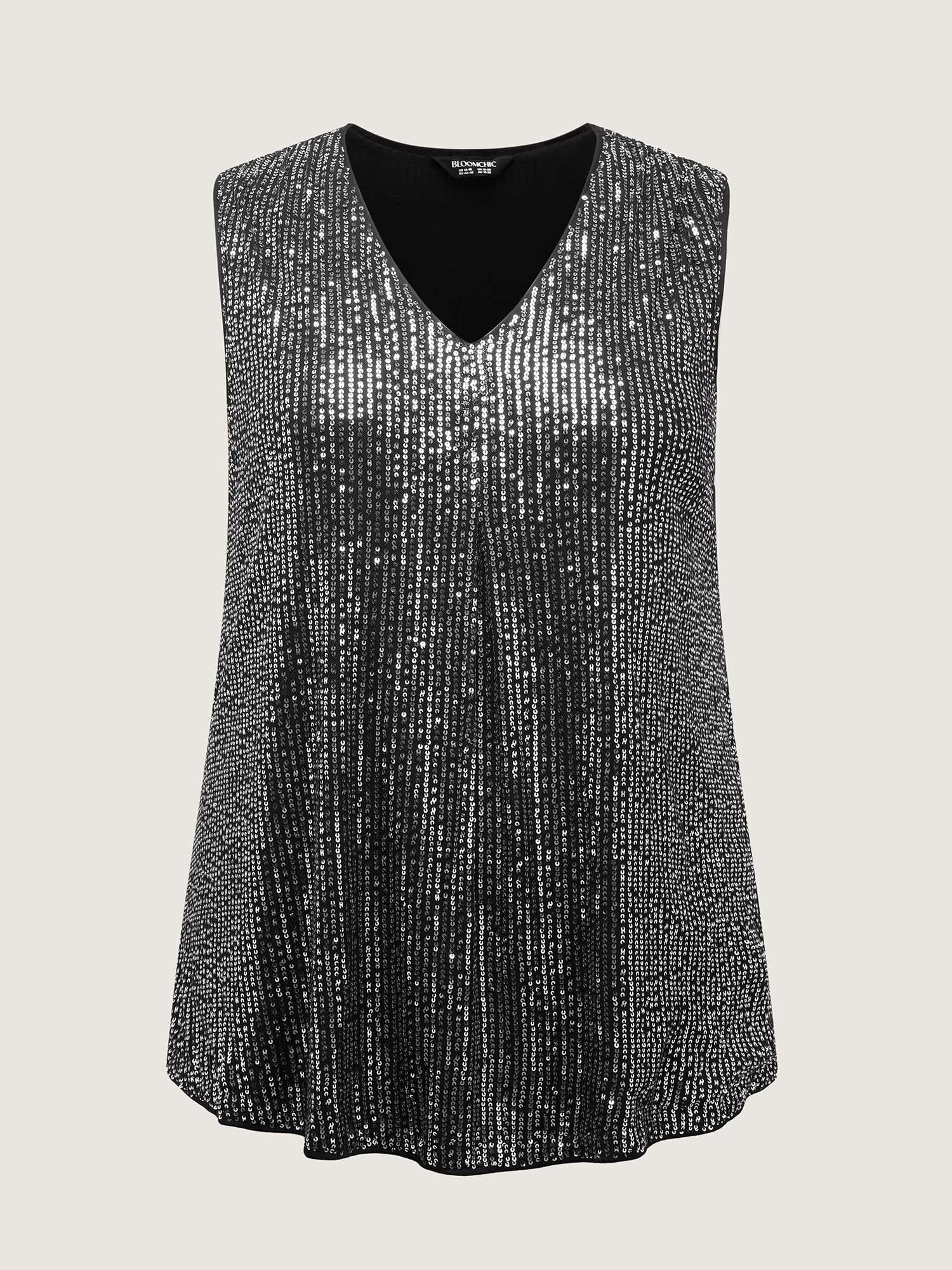 Shimmery Sequin V-Neck A-Line Tank Top