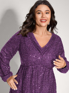 Shimmery Sequin V-Neck Knee Dress