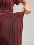 Stretchy Pit Strip Solid Loungewear Set