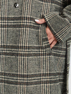 Plaid Belted Waist-Defining Coat