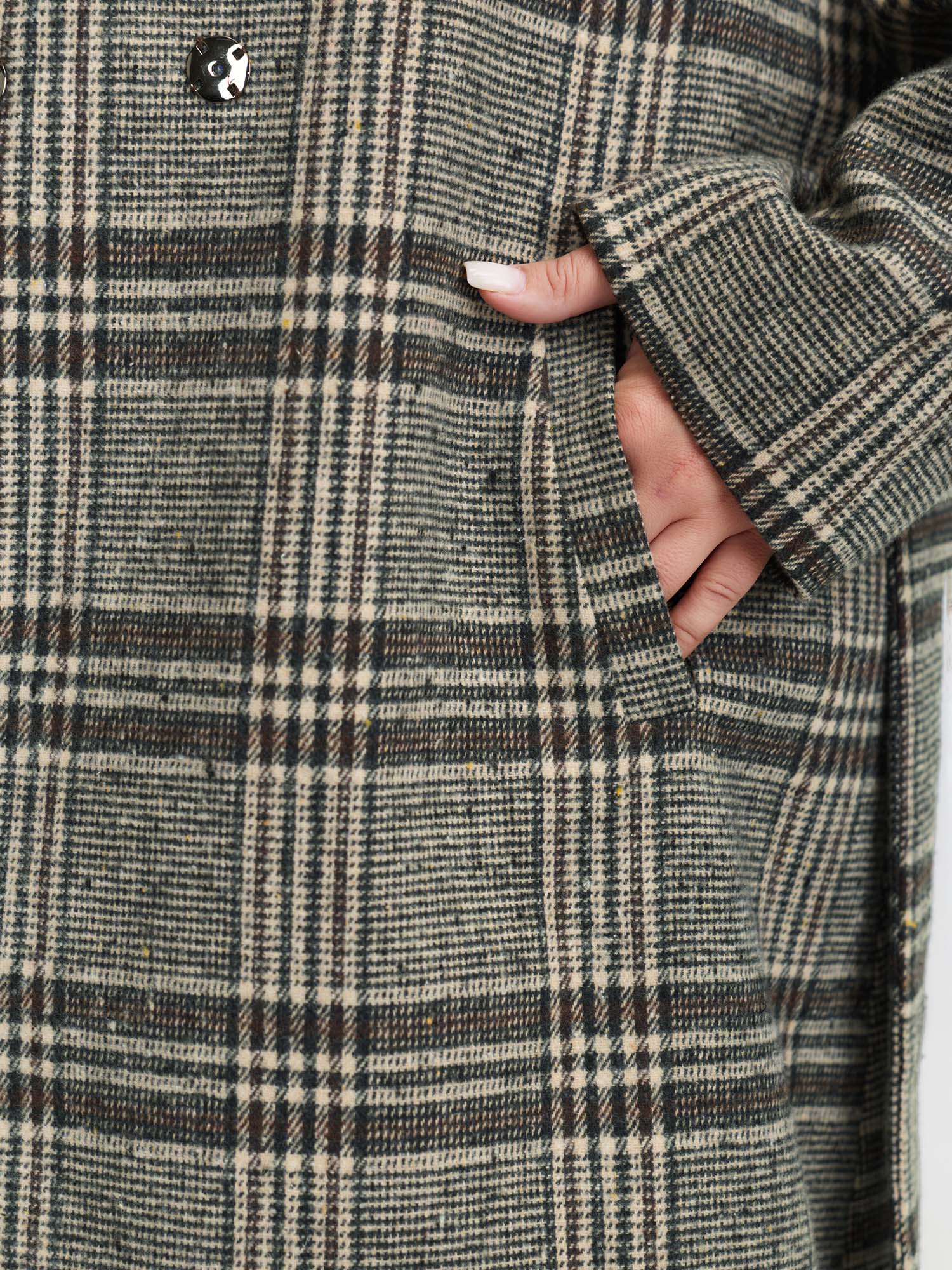 Plaid Belted Waist-Defining Coat