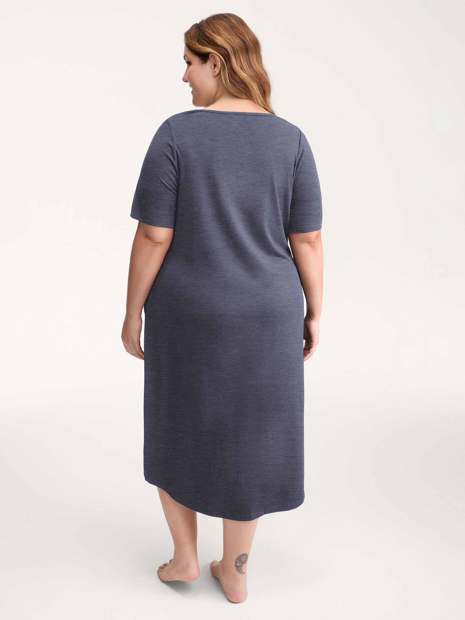 Happy Cat Print Stretchy Contrast Sleep Dress