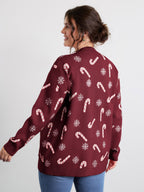 Holiday Candy Patch Pockets Knit Cardigan