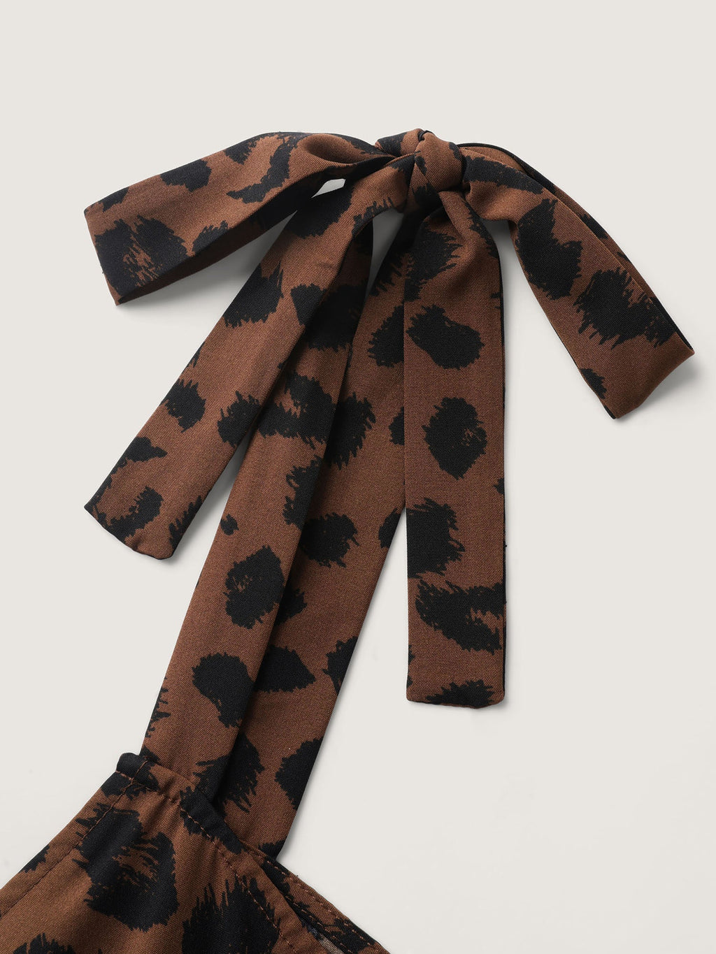 Leopard Print Shirred Shoulder Ties Jumpsuit