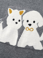 Happy Animal Pattern Jacquard Pullover