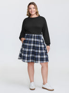 Layered Plaid Pockets Midi Dress