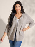 Hooded Zipper-Front Knit Cardigan