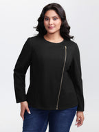 Asymmetrical Zipper Solid Jacket
