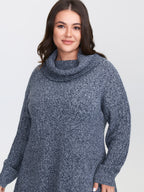 Stacked Turtleneck High-Low Hem Pullover
