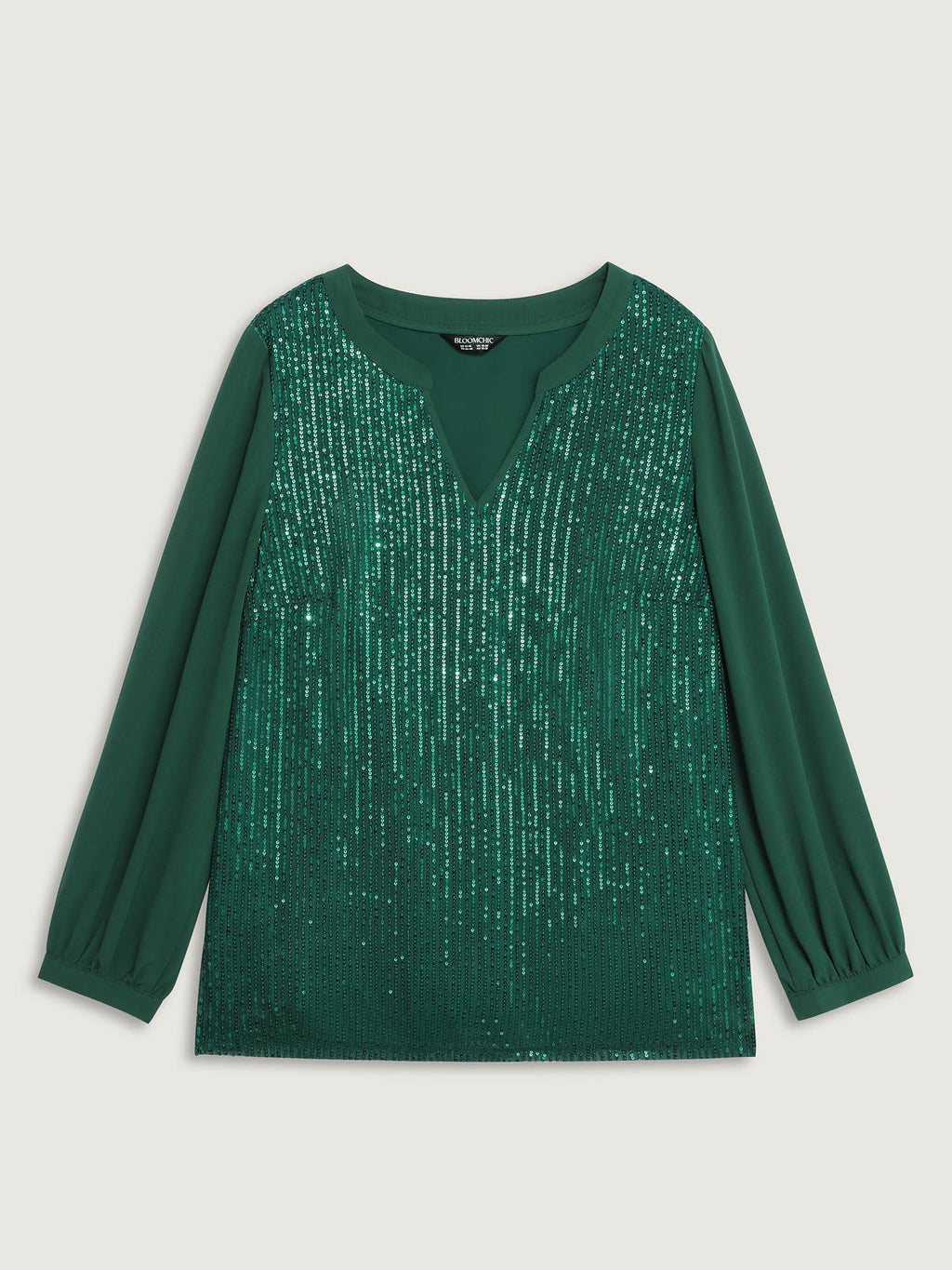 Shimmery Sequin Notched Collar Blouse