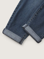 Drawstring Elastic Waist Roll Hem Jeans