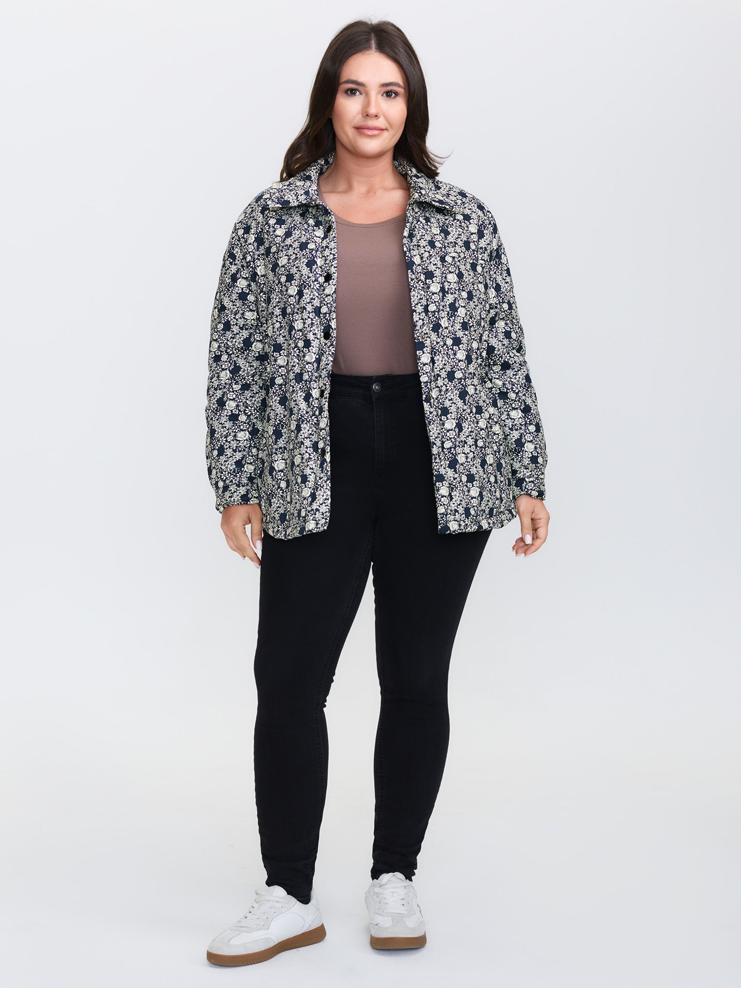Floral Colored Lining Quilted Jacket
