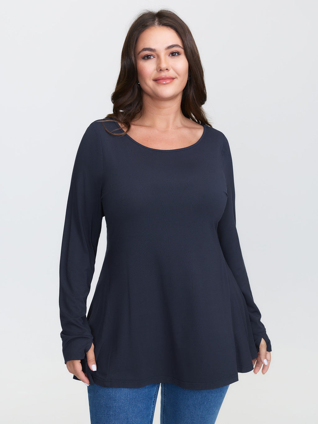 Supersoft Ruffled Hem Knit Top