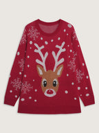 Deer Snowflake Pattern Jacquard Pullover