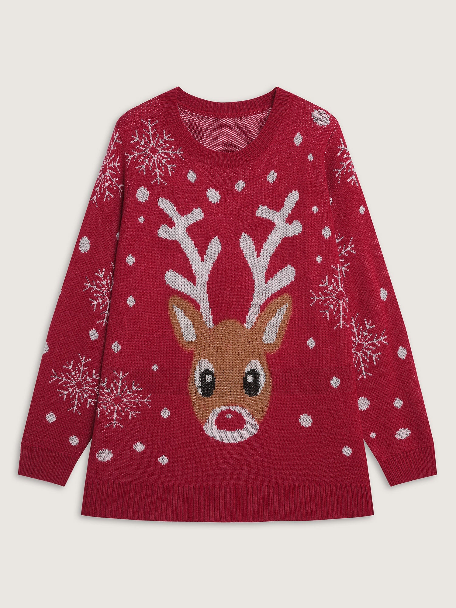 Deer Snowflake Pattern Jacquard Pullover