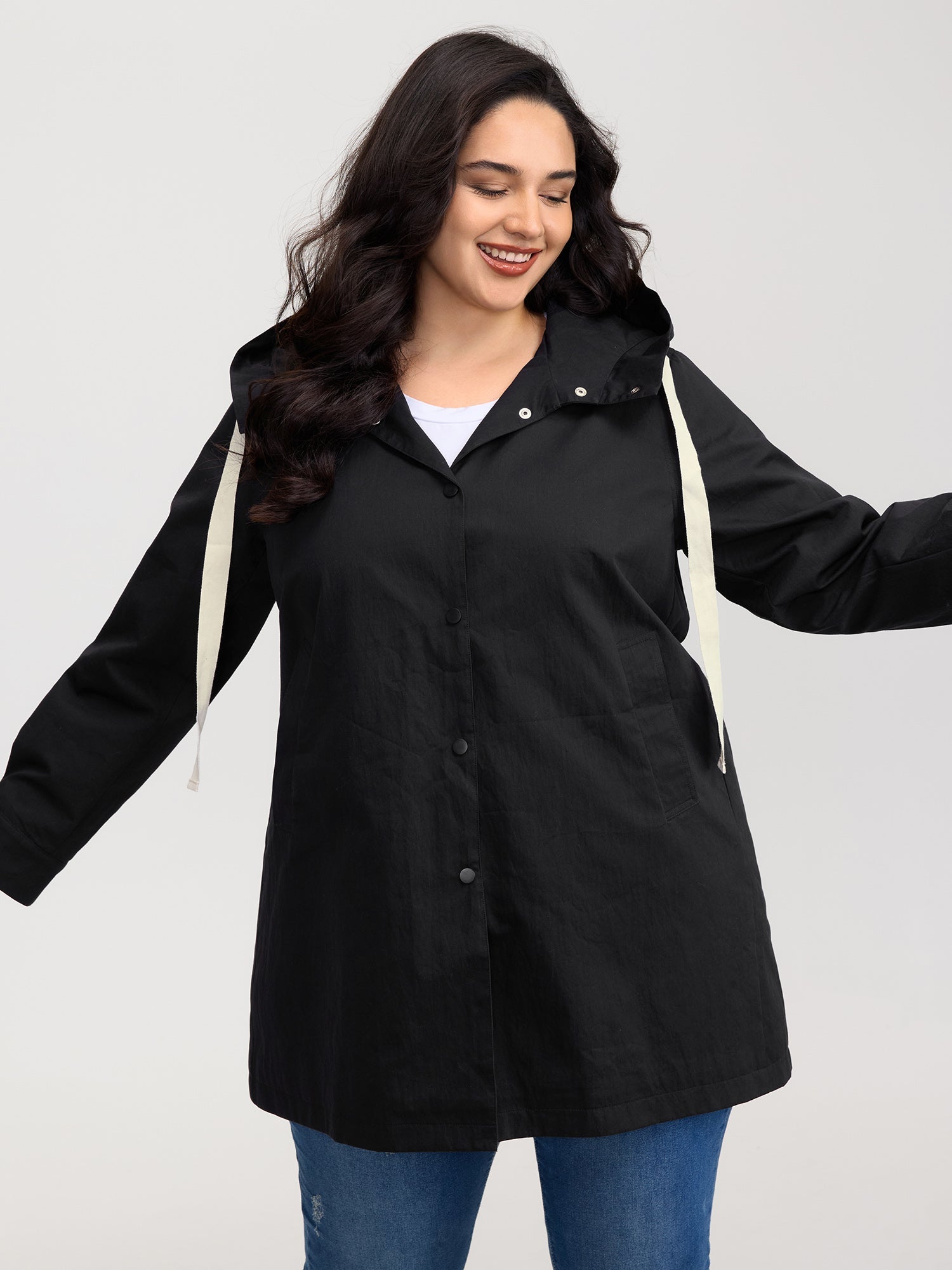 Contrast Pockets Button-Front Coat