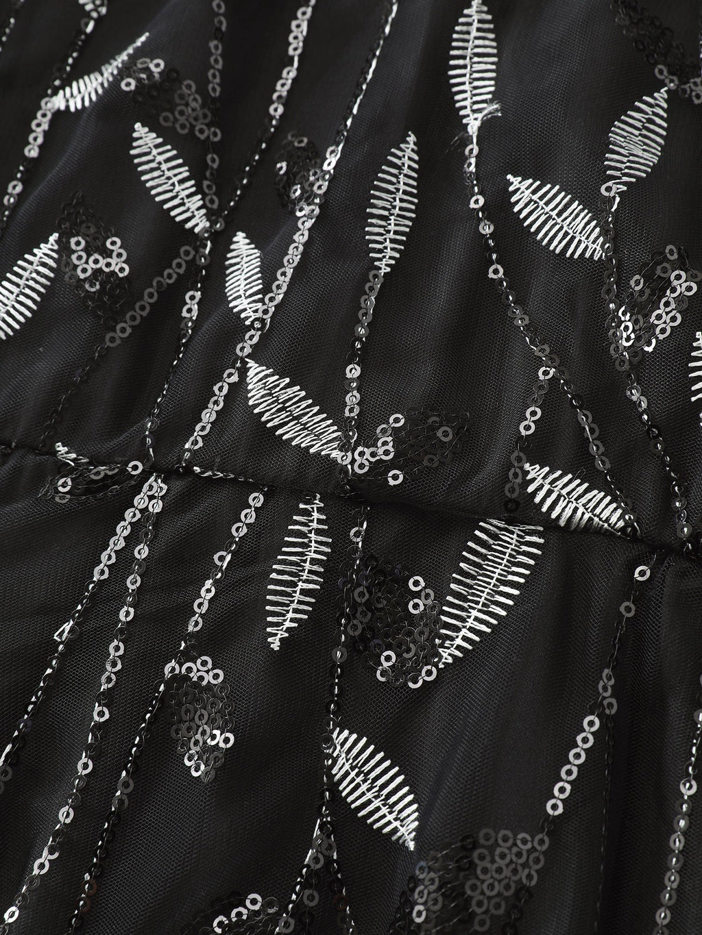 Leafy Print Sheer Sleeve V-Neck Midi Dress