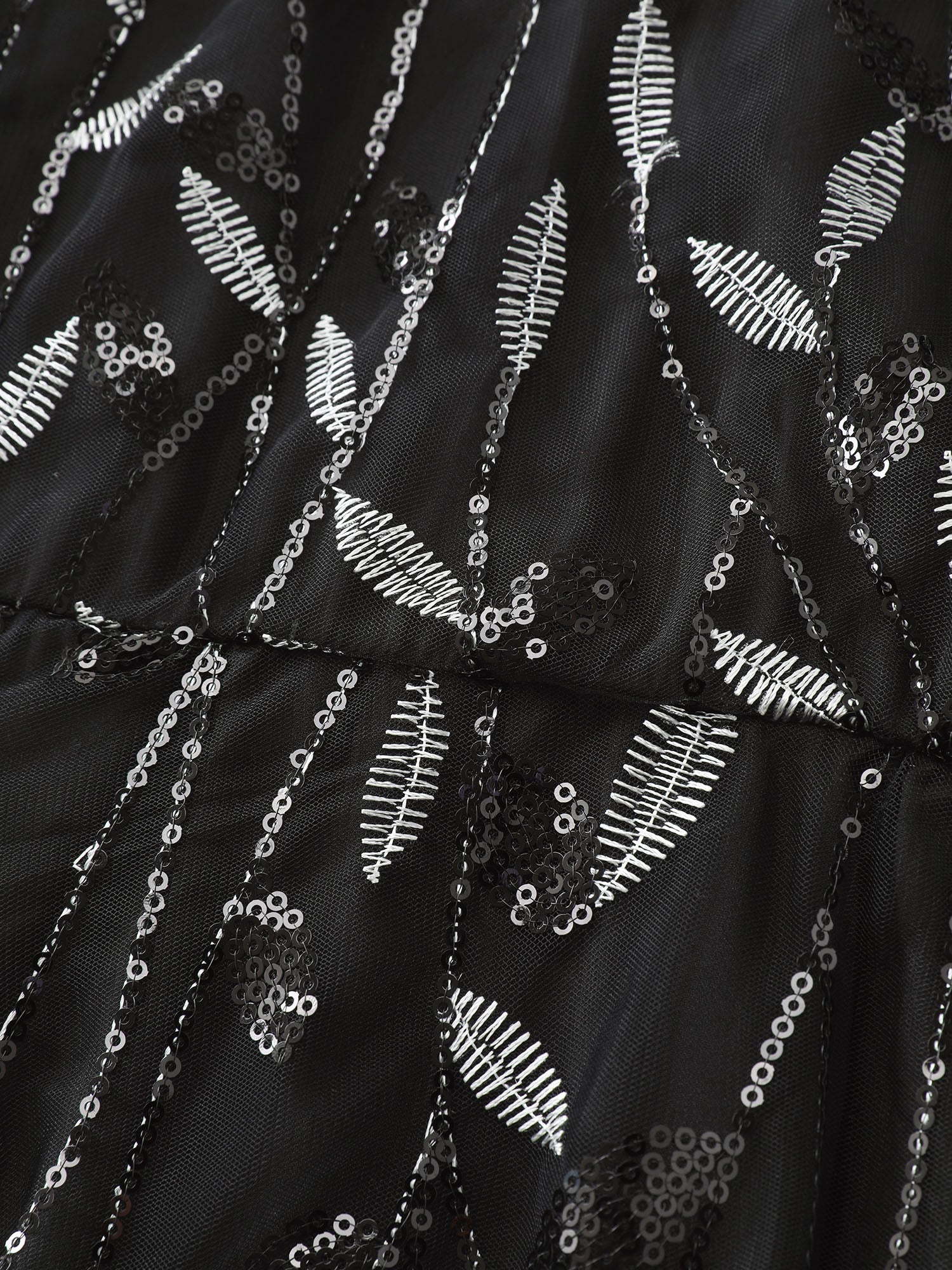 Leafy Print Sheer Sleeve V-Neck Midi Dress