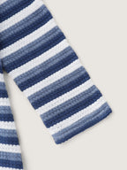 Striped Button Placket Fitted T-Shirt