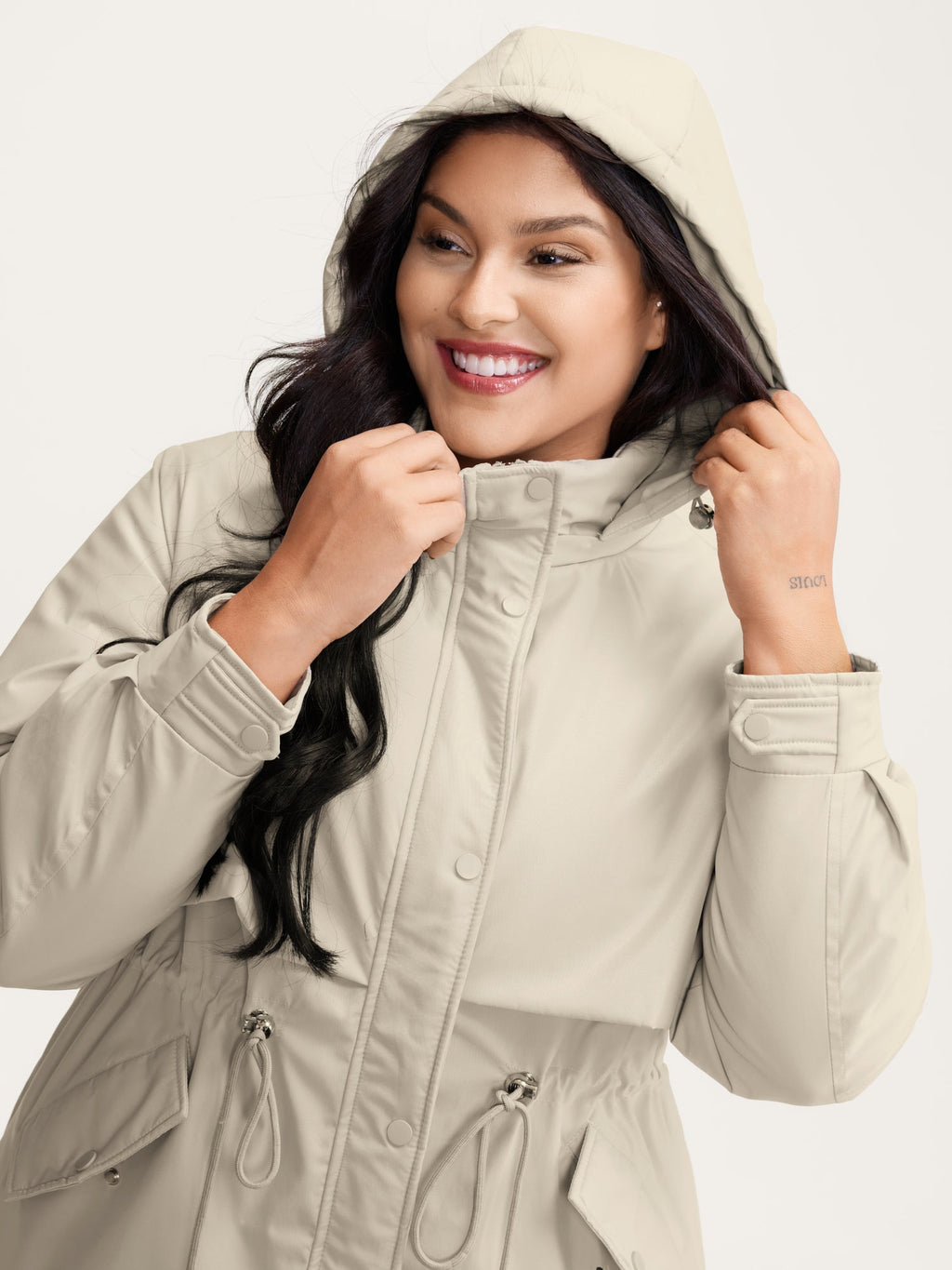 Hooded Drawstring Waist Quilted Jacket