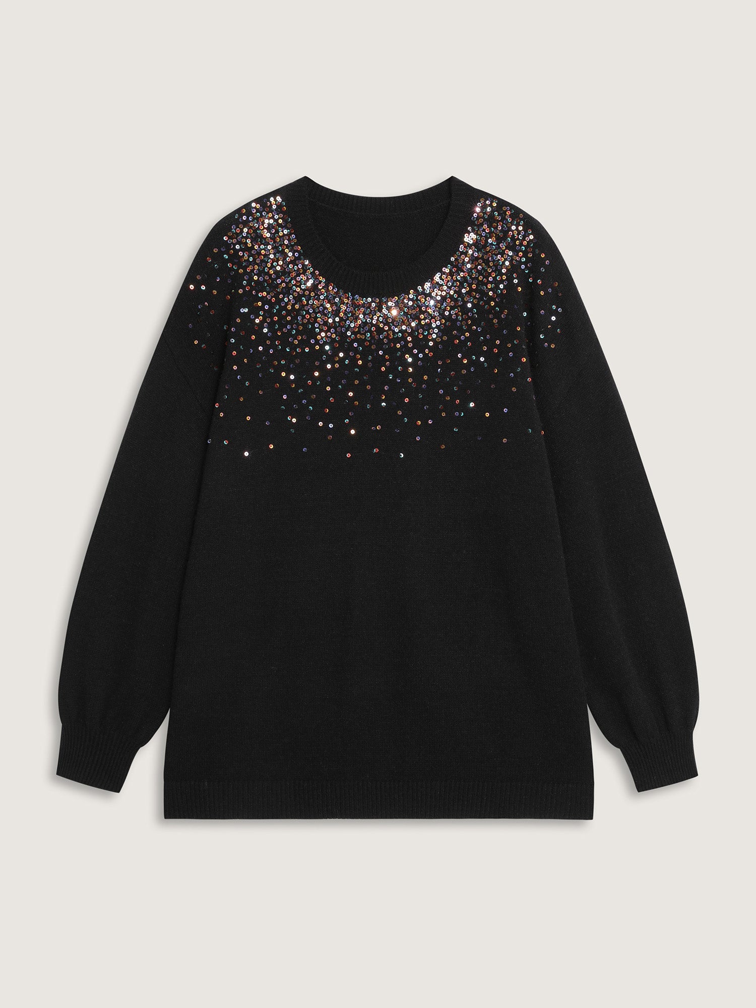 Sequin Embroidery Round Neck Pullover