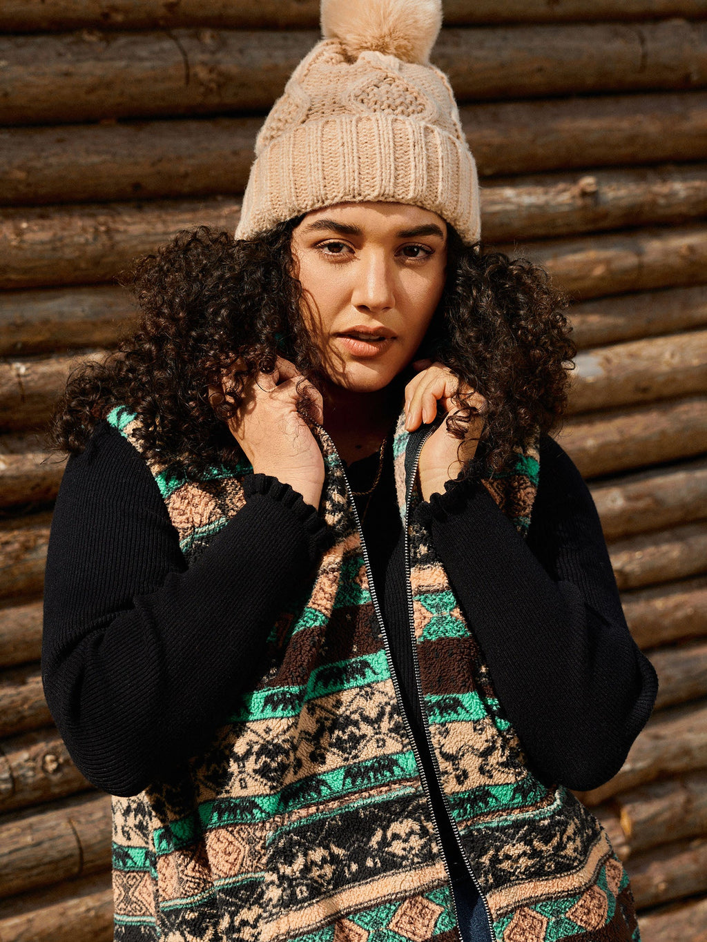 Colorful Geometric Stripes Zipper Vest