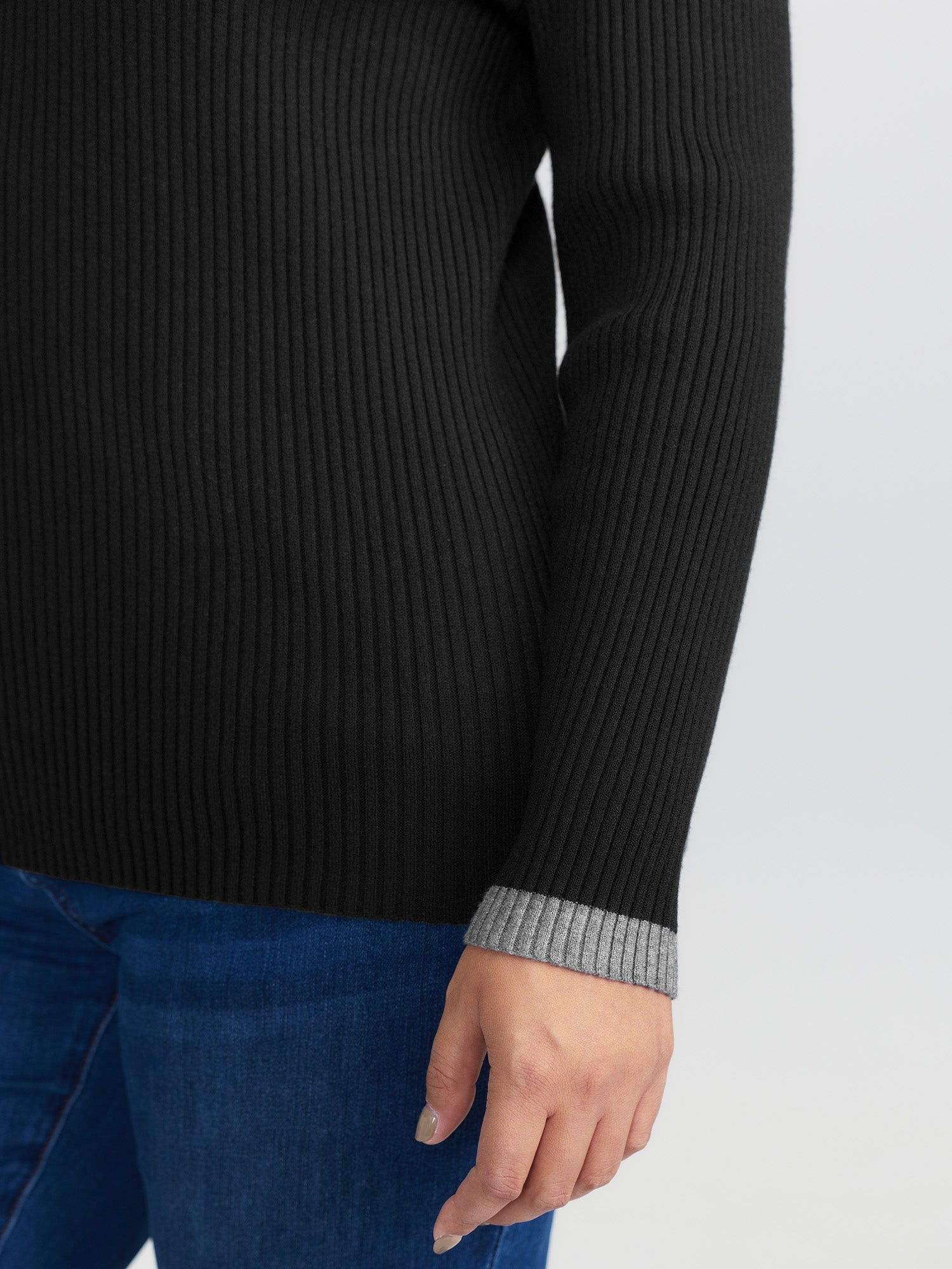 Polo Neck Contrast Metal Buttons Pullover