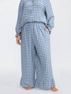 Gingham Ruffled Hem Loungewear Set