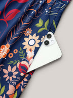 Boho Print V-Neck Pockets Midi Dress