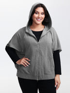 Supersoft Cloak Style Zipper Hooded Jacket