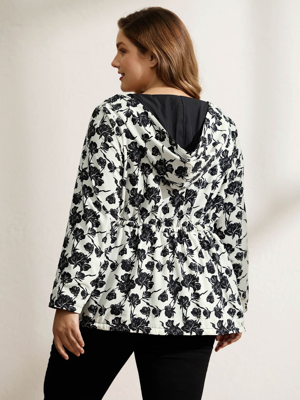Floral Print Reversible Hooded Coat