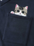 Hello Cat Stretchy Layered Twofer Sweatshirt