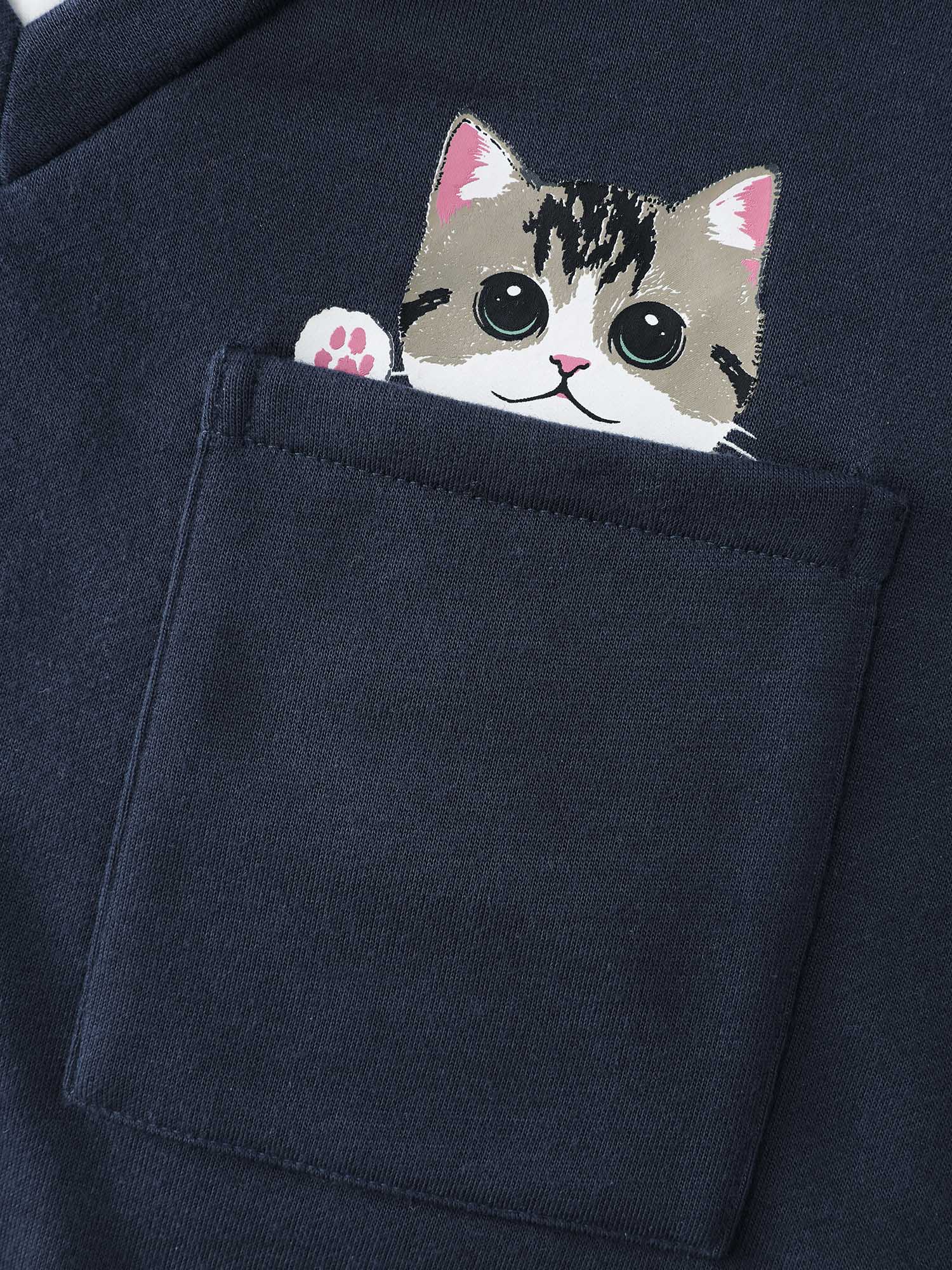 Hello Cat Stretchy Layered Twofer Sweatshirt