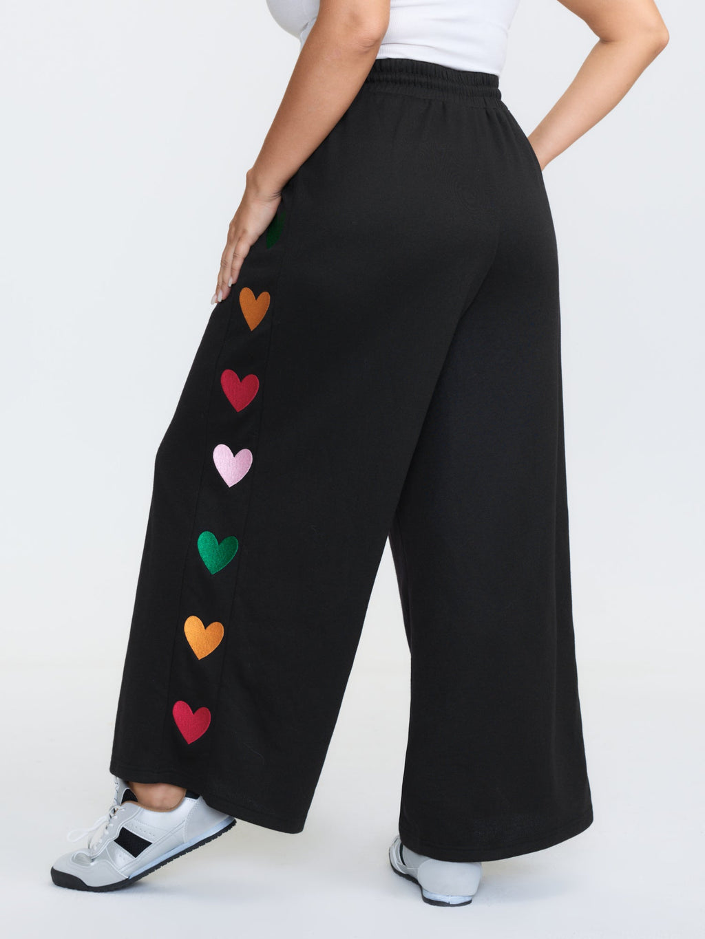 Embroidered Side Panel Stretchy Pants
