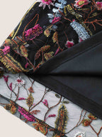 Floral Embroidery Belted Midi Dress