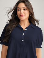Pure Cotton Ruffled Puffy Sleeve Blouse