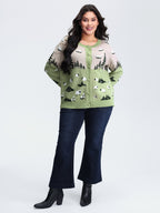 Meadow Pattern Jacquard Button Knit Cardigan