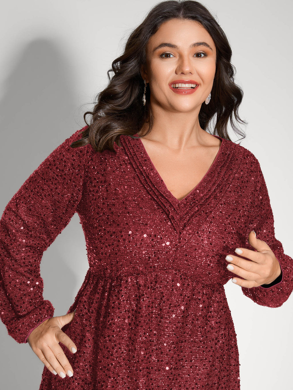 Shimmery Sequin V-Neck Knee Dress