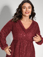 Shimmery Sequin V-Neck Knee Dress